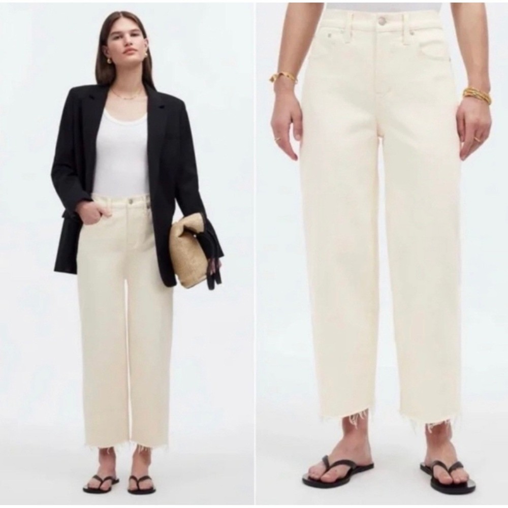 Madwell The Perfect Vintage Wide-Leg Crop Jean Off-White 20W P Raw Hem High Rise
